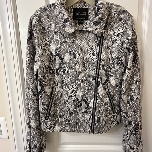 Sanctuary Black and Gray Snakeskin Leather Jacket - Picture 4 of 8